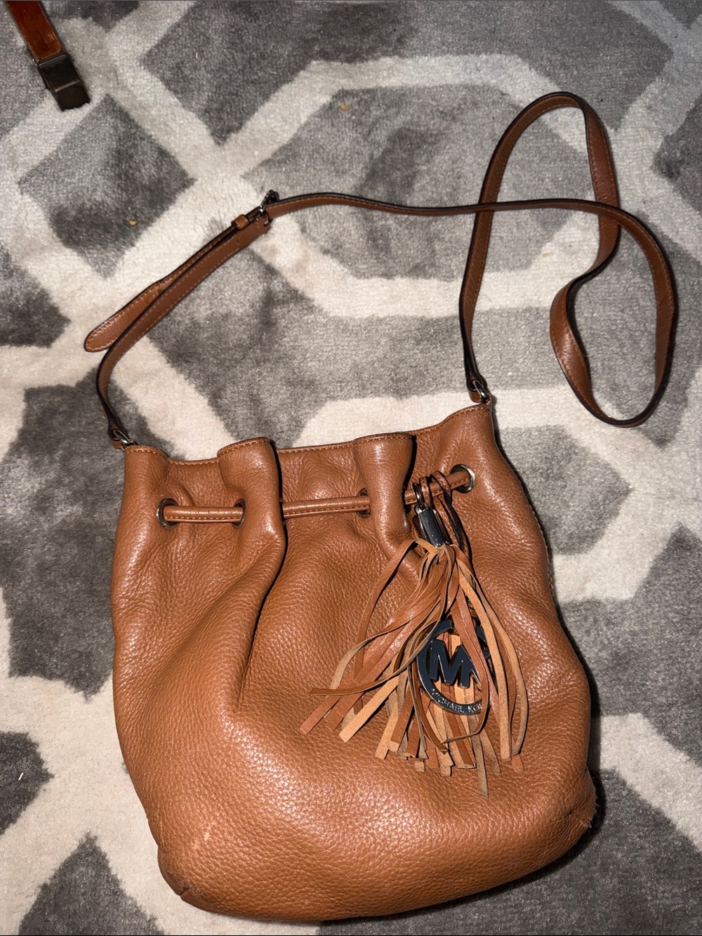 Michael Kors Tan Leather Crossbody Bag With Tassle